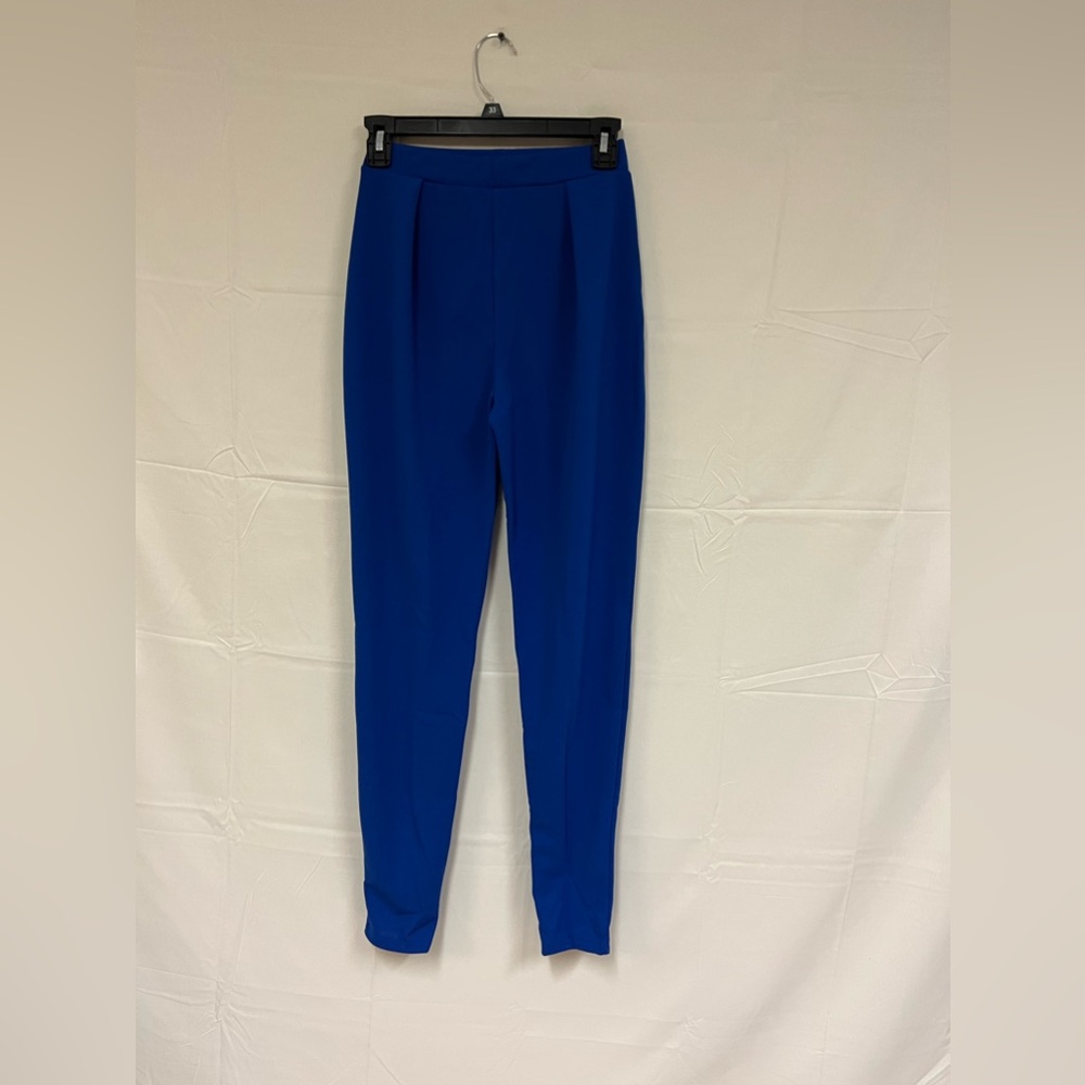 NEW PRETTYLITTLETHING blue Cigarette crepe trousers size: 4